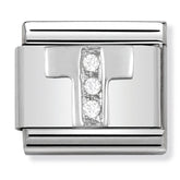 Nomination Composable Classic Link 330301/20 Letter T with CZ in 925 Silver